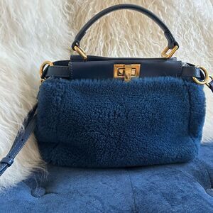 Fendi Peekaboo Mini Blue Shearling Leather bag